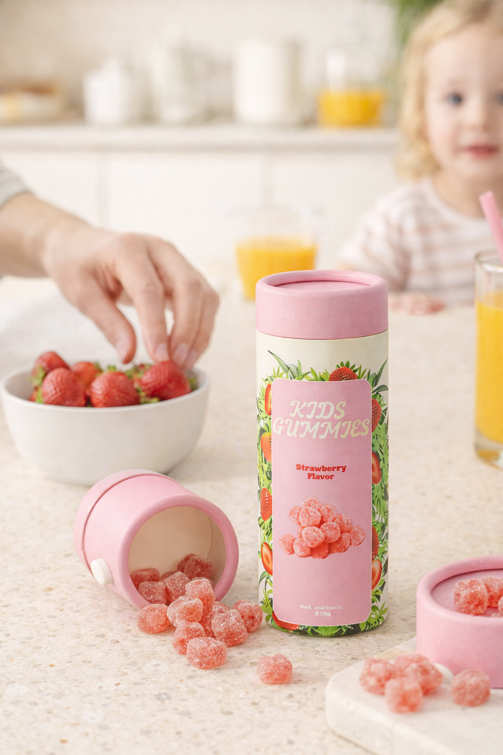 Food paper tube packaging for fruit gummies