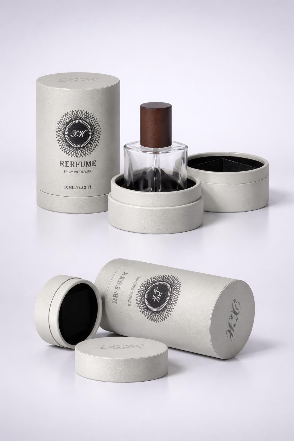 Refined paper tube packaging with protective insert for a perfume bottle