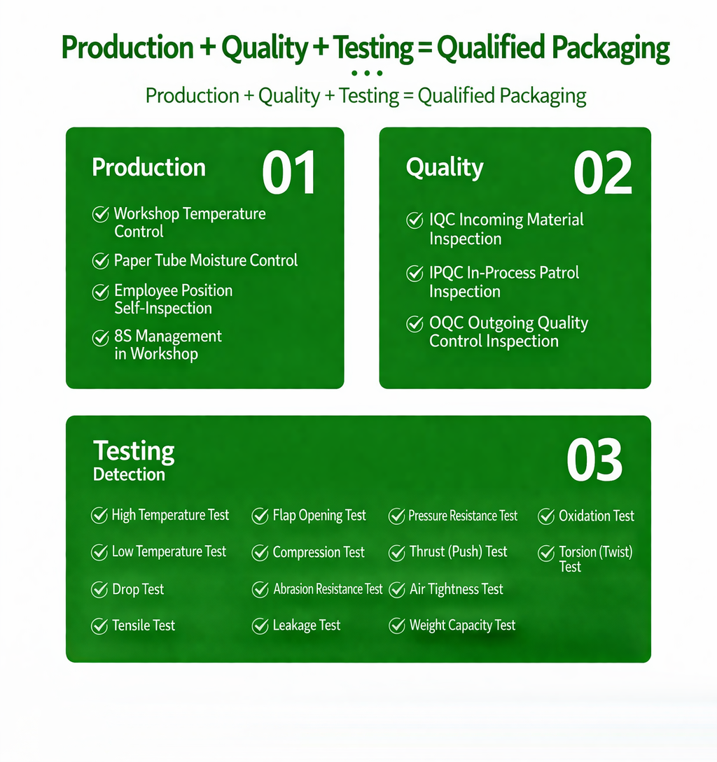 Quality inspection checklist for food grade coffee paper tube packaging production