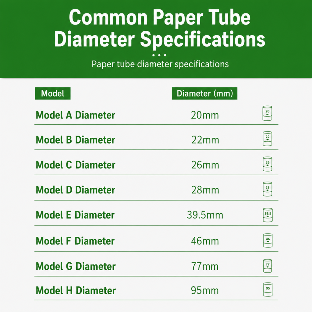 Common child-resistant paper tube diameter specifications from 20mm to 95mm