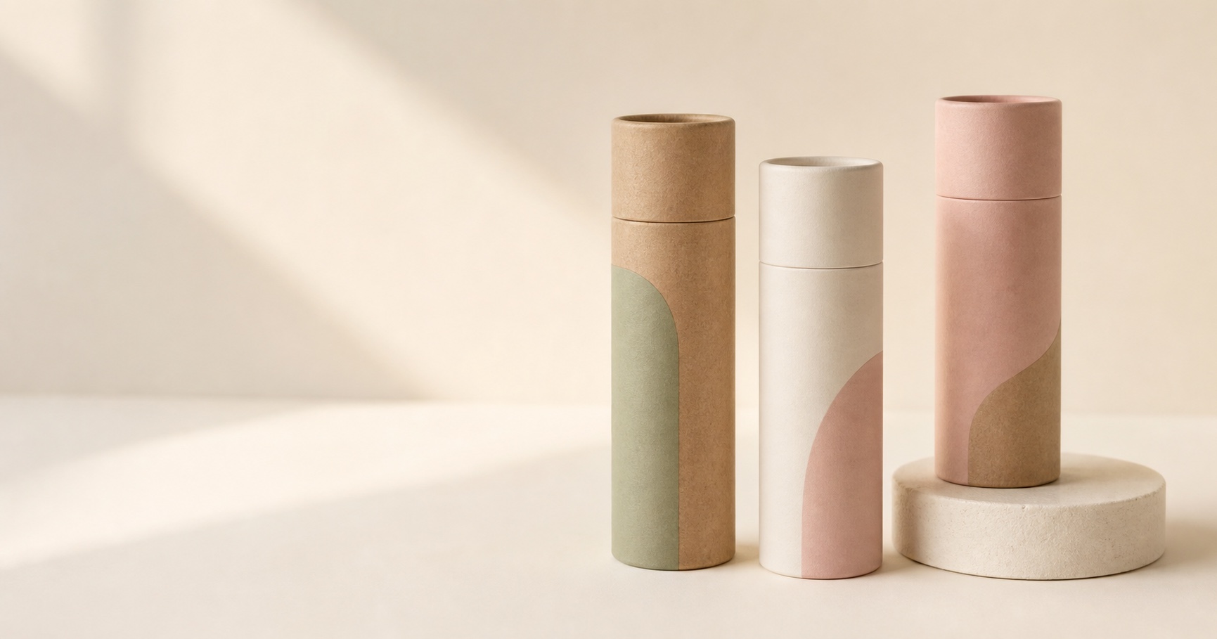 Cosmetic paper tube packaging for skincare lip balm deodorant and premium personal care brands