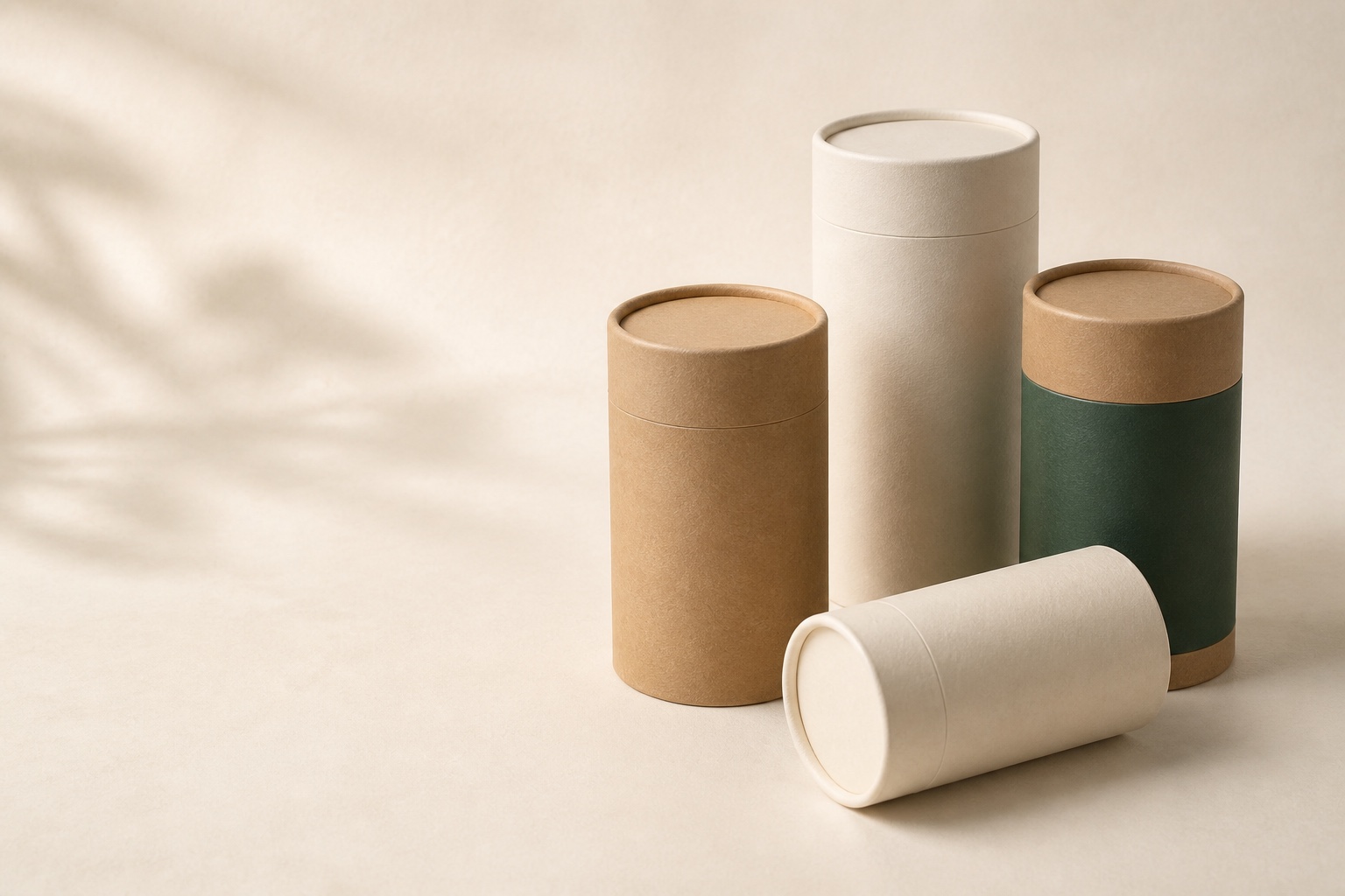 Brand ready custom paper tube packaging in kraft white and forest green for premium retail launches