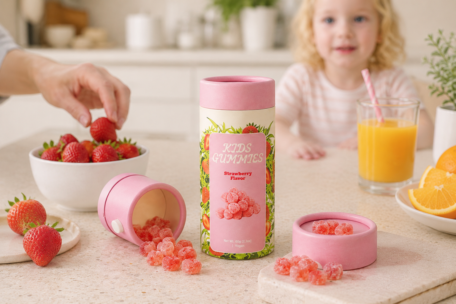 Custom child-resistant paper tube packaging for gummies supplements CBD pharmaceuticals and regulated products