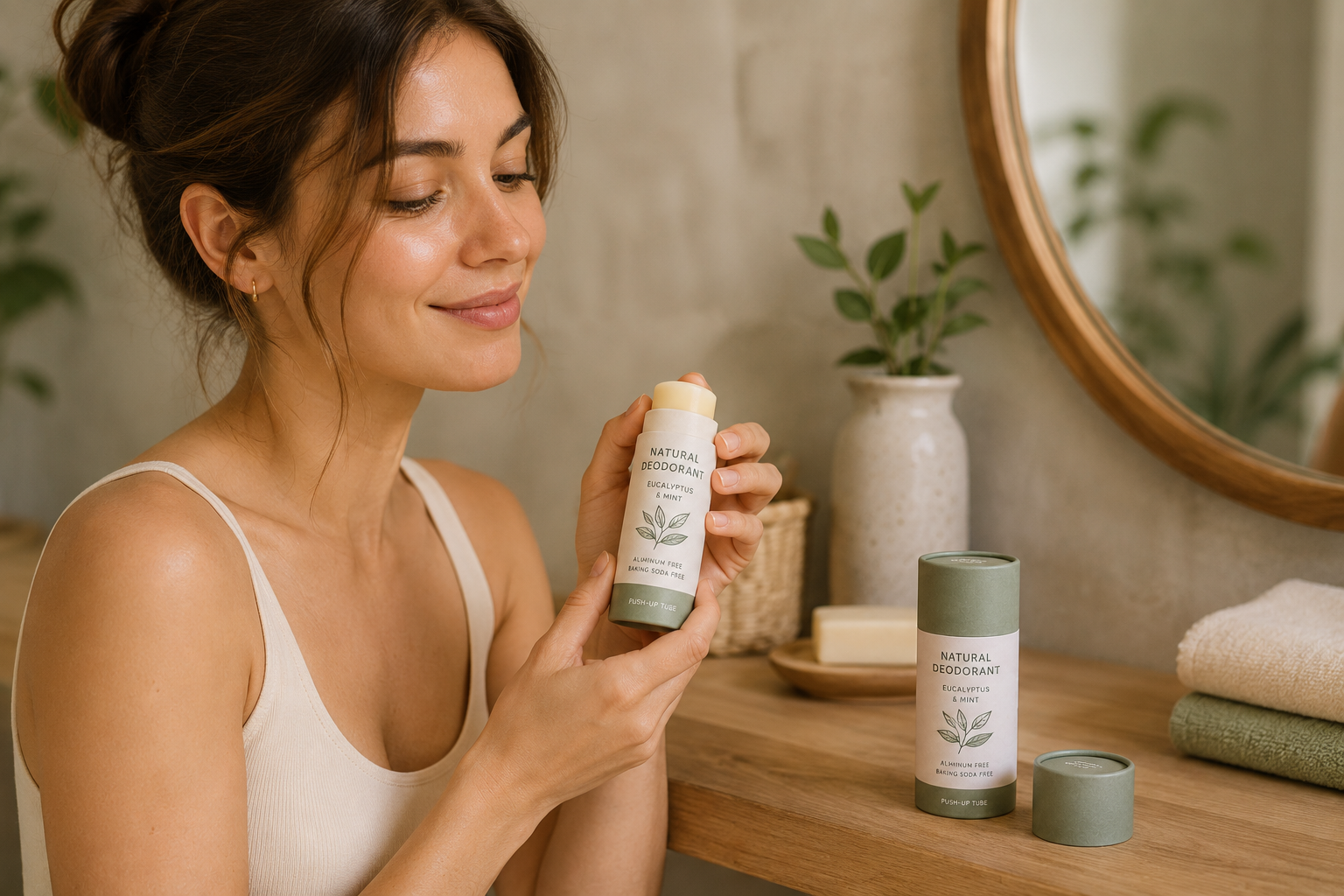 Lifestyle use of a natural personal care product in a paper push-up tube