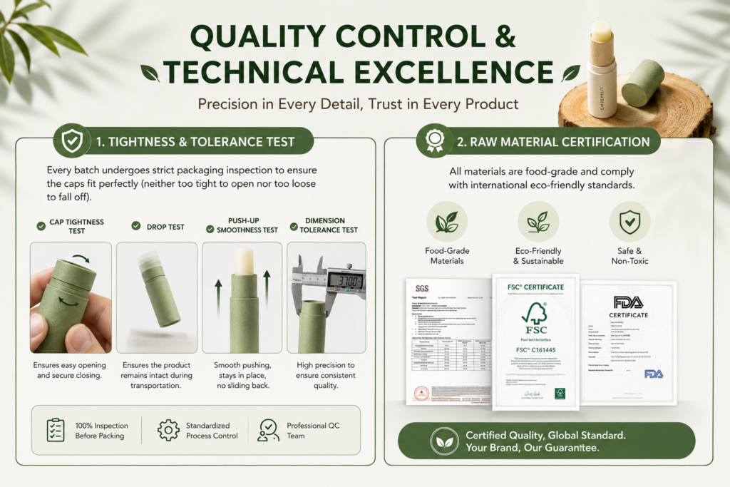 Paper tube packaging quality control and technical inspection process