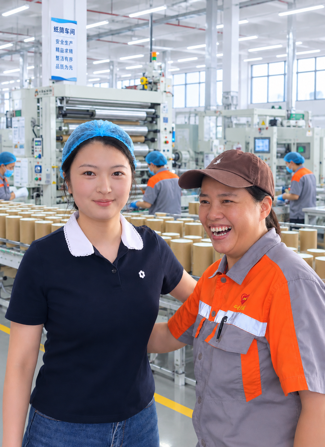 XinHe production team members in the paper tube workshop